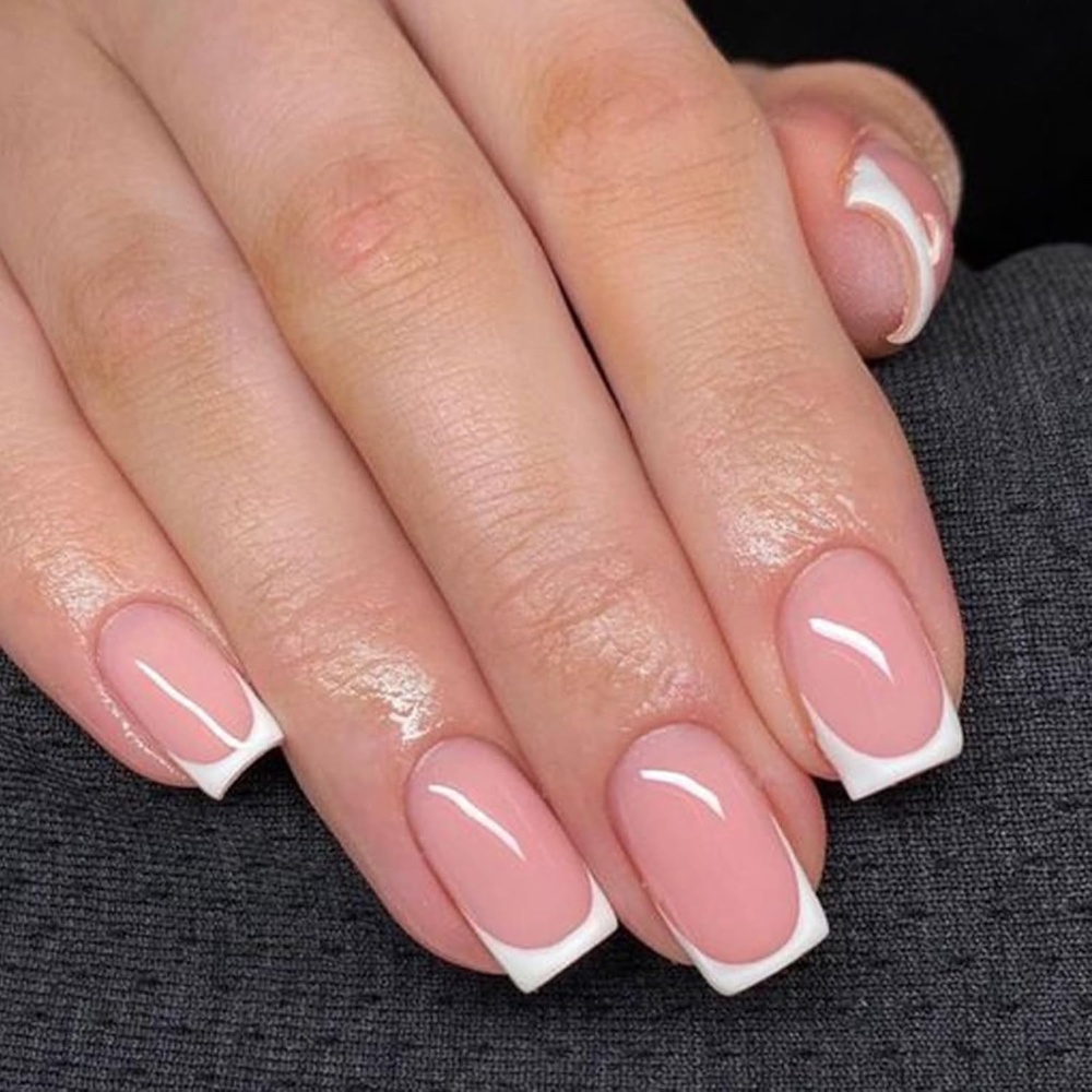 Modelones French Tip Super Short Square Press On Nails